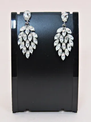 Pendientes largos lágrima plata y cristal
