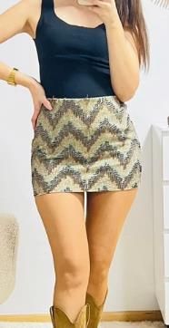 Minifalda Marrón Con Lentejuelas de Color