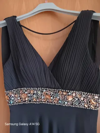 Vestido Negro Fiesta Pedrería Talla M