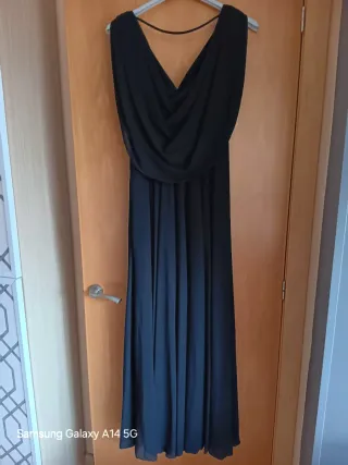 Vestido Negro Fiesta Pedrería Talla M