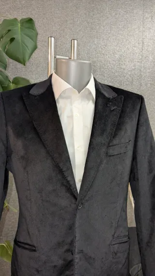 Blazer terciopelo micro pana negro fiesta