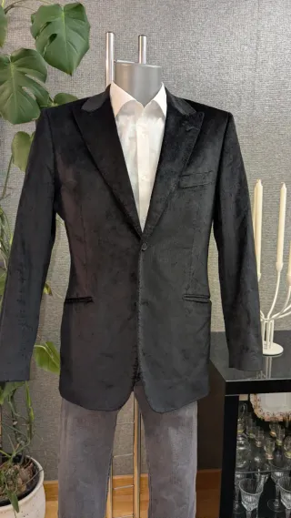 Blazer terciopelo micro pana negro fiesta