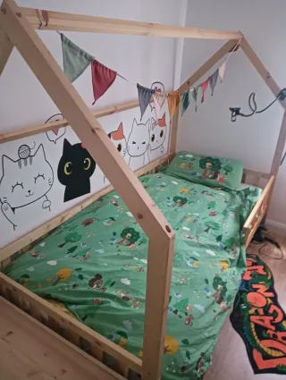 Cama infantil madera pino