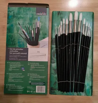 Set 15 Pinceles Punta Redonda Nuevos