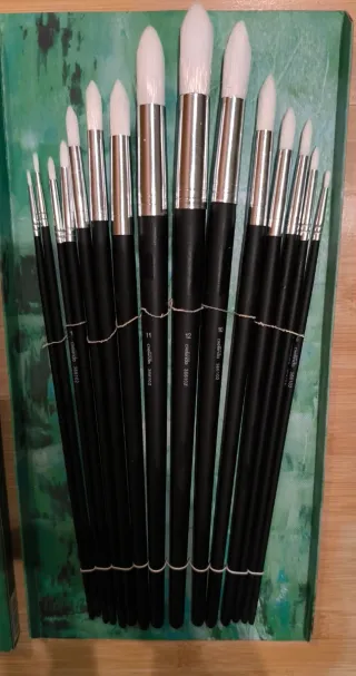 Set 15 Pinceles Punta Redonda Nuevos