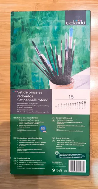 Set 15 Pinceles Punta Redonda Nuevos