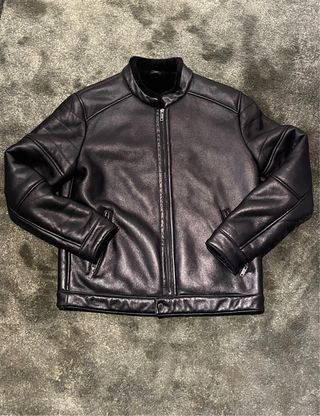 Cazadora Biker Forrada Efecto Piel Negra