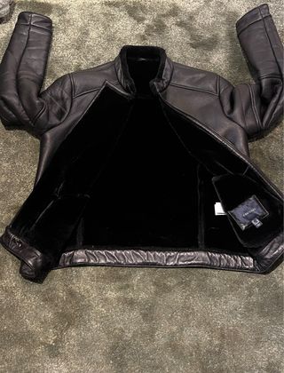 Cazadora Biker Forrada Efecto Piel Negra