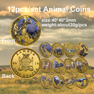#ZAMBIA 12 MONEDAS CONMEMORATIVAS DE COLECCIÓN