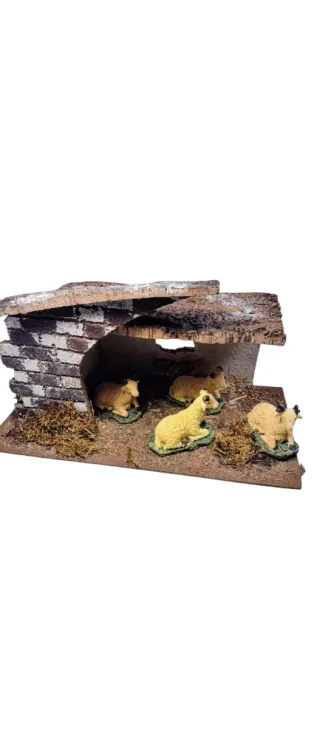 Belén 4 ovejas y cobertizo