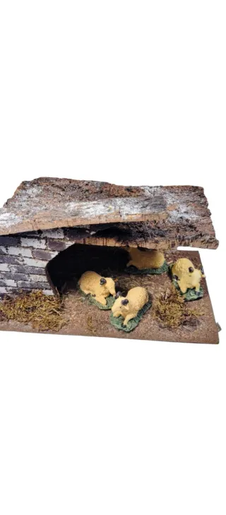 Belén 4 ovejas y cobertizo