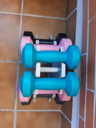 Set Mancuernas Colores con Soporte