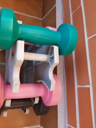 Set Mancuernas Colores con Soporte