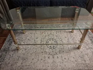 Mesa de centro cristal y metal dorado cristal rega