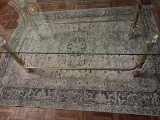 Mesa de centro cristal y metal dorado cristal rega