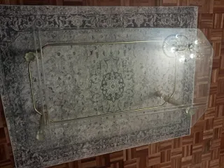 Mesa de centro cristal y metal dorado cristal rega