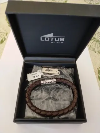 Pulsera Lotus Style Hombre Cuero Marrón