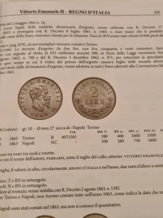 2 Lire 1963 T Rara Regno d'Italia