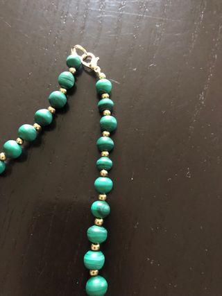 Collana Pietre Malachite e coralli color oro