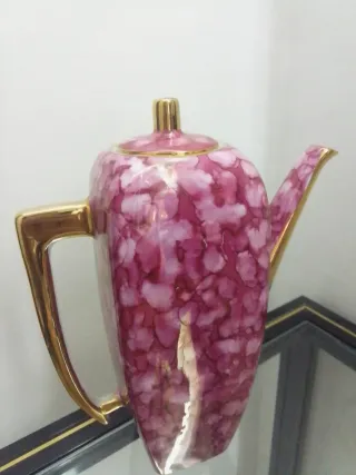 Juego Tazas Vintage Porcelana Rosa y Oro