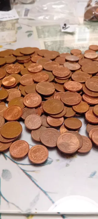 Monedas 1, 2 y 5 céntimos Alemania, hoja de roble