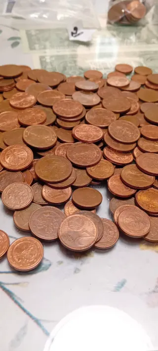 Monedas 1, 2 y 5 céntimos Alemania, hoja de roble