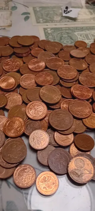 Monedas 1, 2 y 5 céntimos Alemania, hoja de roble