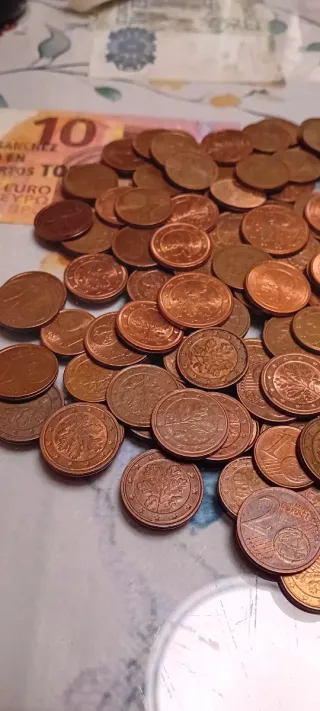 Monedas 1, 2 y 5 céntimos Alemania, hoja de roble