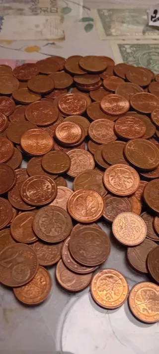 Monedas 1, 2 y 5 céntimos Alemania, hoja de roble