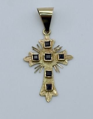 Cruz Oro 18K con Zafiros Negros