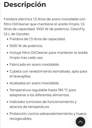 Cecotec CleanFry 1,5 L Freidora