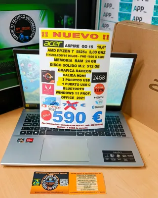 Acer Aspire GO 15 Nuevo Ryzen 7 24GB RAM