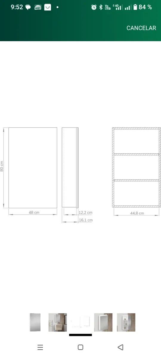 Armario Baño Suspendido con Espejo