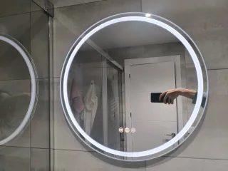 Espejo redondo con luz LED, con antivaho tactil