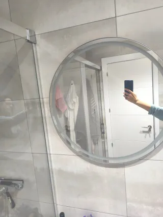 Espejo redondo con luz LED, con antivaho tactil