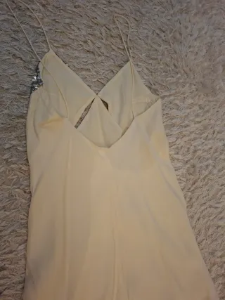 Vestido Zara Joya XS Beige y Plateado