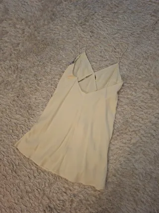 Vestido Zara Joya XS Beige y Plateado