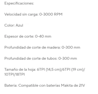 Sierra Sable Inalámbrica (2 Baterías)