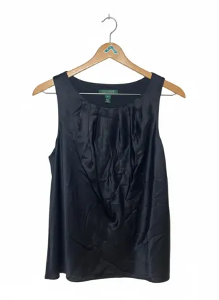 Blusa Top de Seda Negro Lauren Ralph Lauren