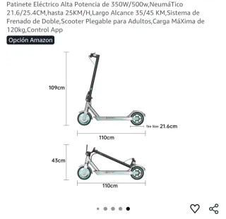 Patinete Eléctrico V8-350W Azul Nuevo