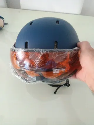 Casco Wedze azul con visor naranja