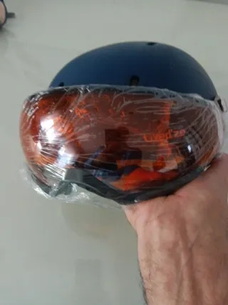 Casco Wedze azul con visor naranja