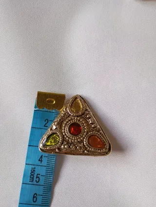 Pendientes Clip Vintage Triángulo Oro Rojo