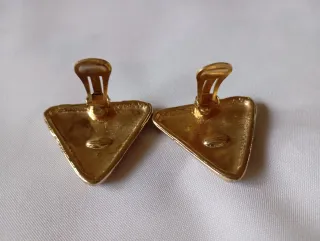Pendientes Clip Vintage Triángulo Oro Rojo