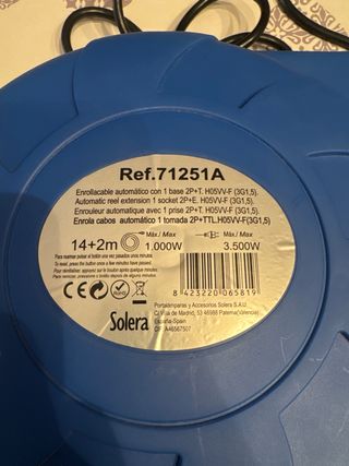 Enrollacable Automático Solera 14+2m 3500W