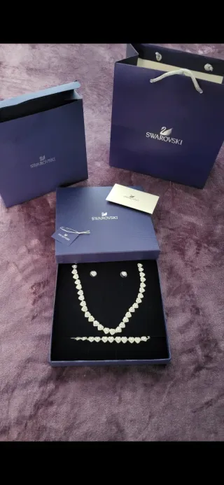 Conjunto Swarovski Corazón Collar Pendientes Pulse