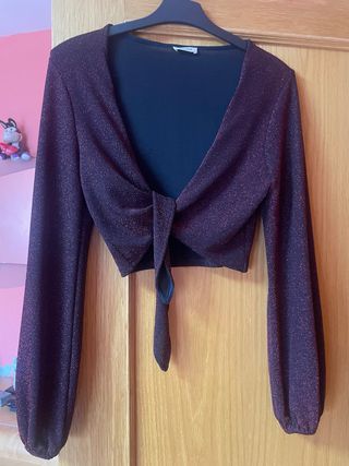 Torera fiesta brillo burdeos/negro talla única