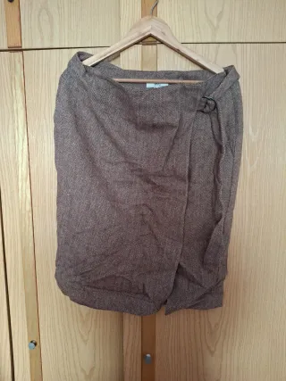 Falda midi Mango marrón