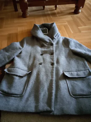 Abrigo corto paño/lana gris buen estado