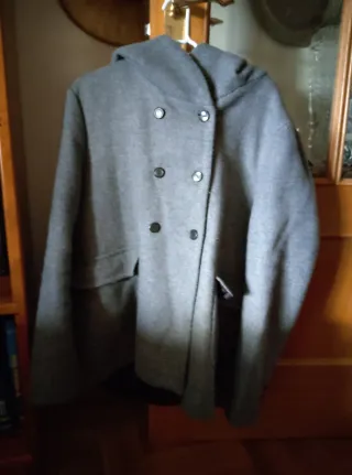 Abrigo corto paño/lana gris buen estado